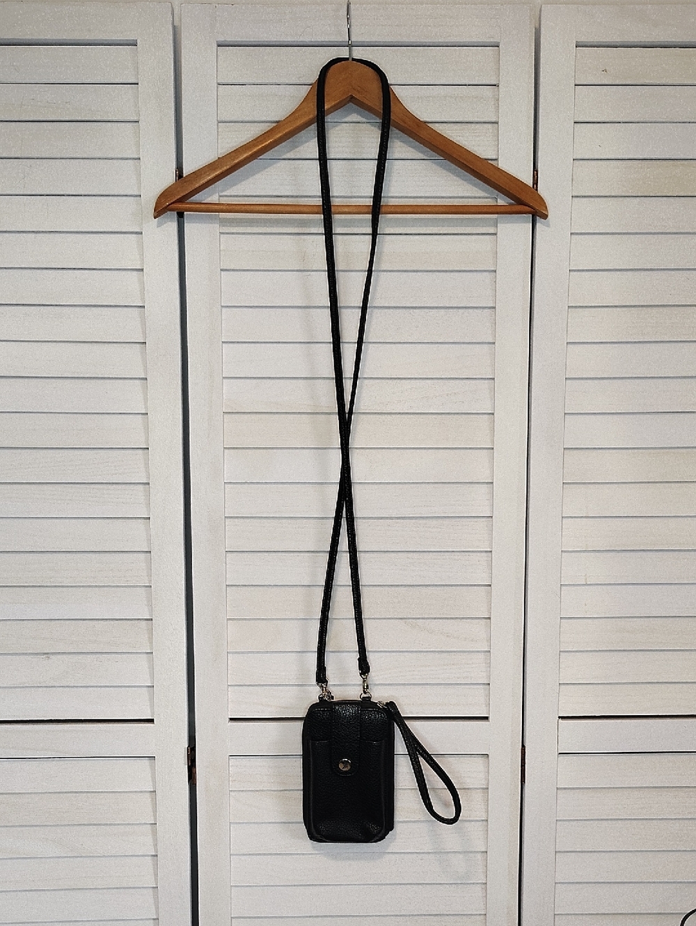 Black Crossbody Phone Bag with Wristlet